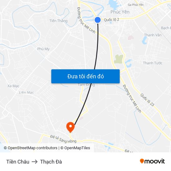 Tiền Châu to Thạch Đà map