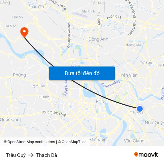 Trâu Quỳ to Thạch Đà map