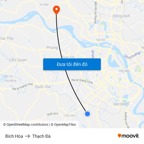 Bích Hòa to Thạch Đà map