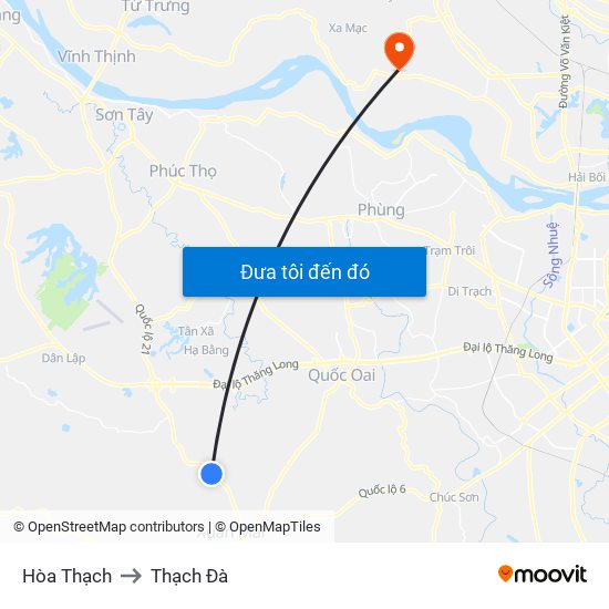 Hòa Thạch to Thạch Đà map