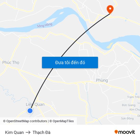 Kim Quan to Thạch Đà map