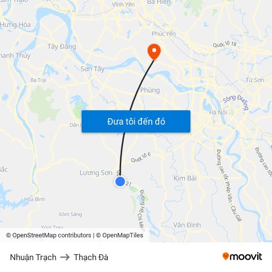 Nhuận Trạch to Thạch Đà map