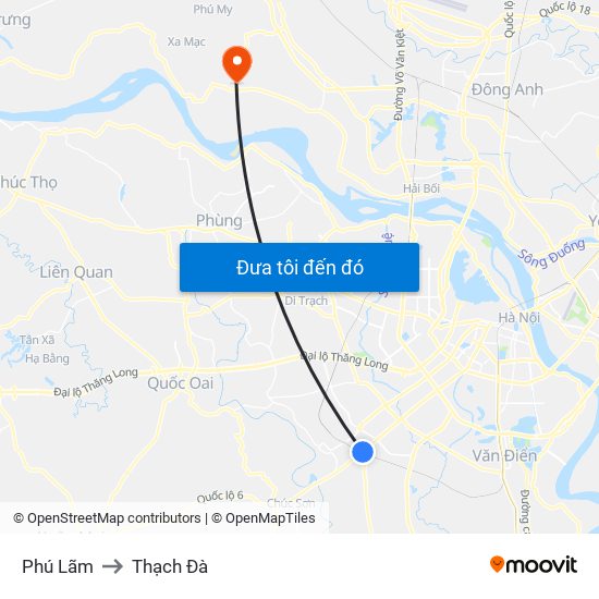 Phú Lãm to Thạch Đà map