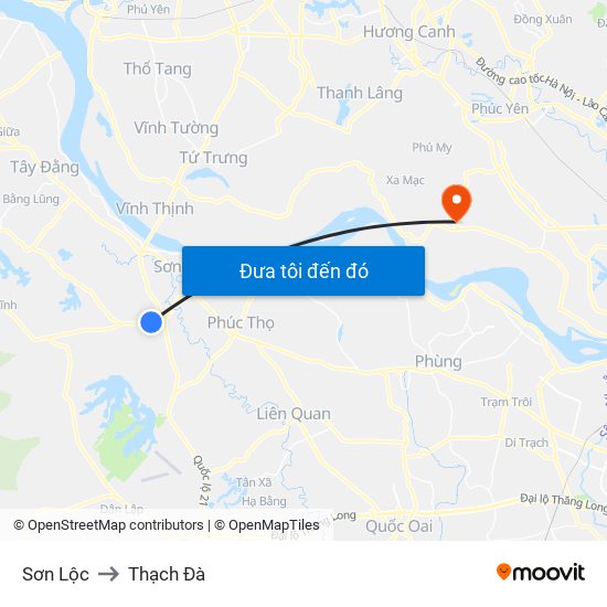 Sơn Lộc to Thạch Đà map