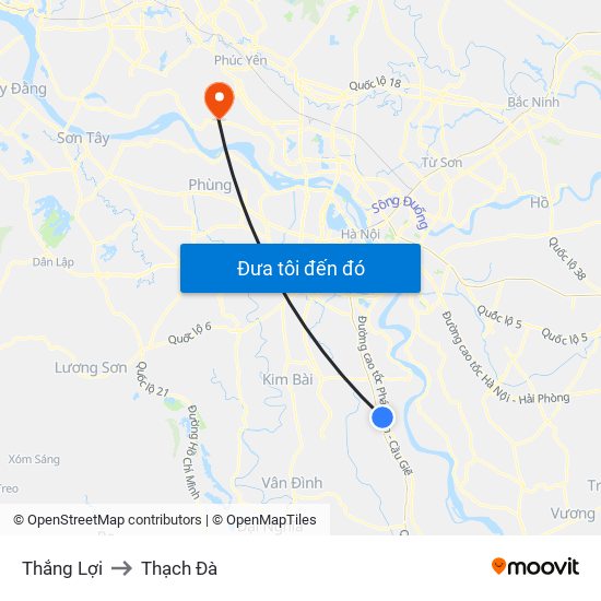 Thắng Lợi to Thạch Đà map