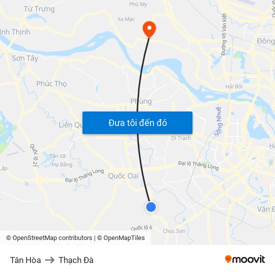 Tân Hòa to Thạch Đà map