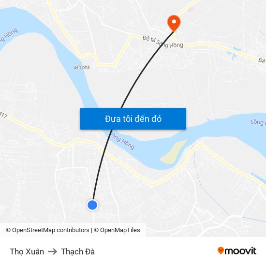 Thọ Xuân to Thạch Đà map