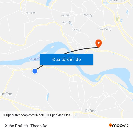 Xuân Phú to Thạch Đà map