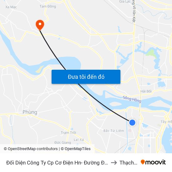 Đối Diện Công Ty Cp Cơ Điện Hn- Đường Đức Thắng to Thạch Đà map