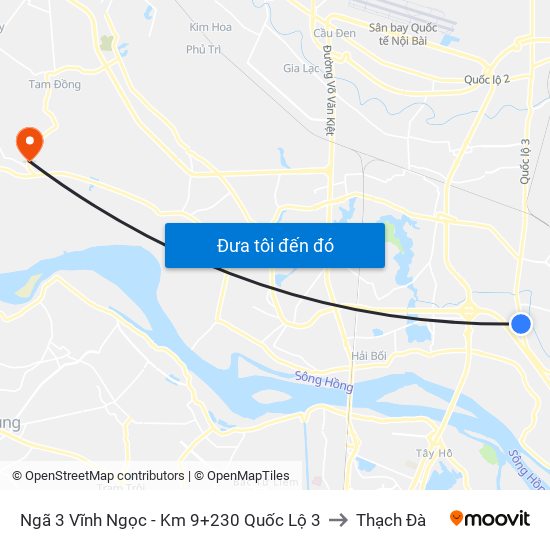 Ngã 3 Vĩnh Ngọc - Km 9+230 Quốc Lộ 3 to Thạch Đà map