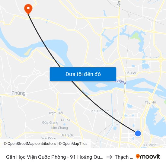 Gần Học Viện Quốc Phòng - 91 Hoàng Quốc Việt to Thạch Đà map