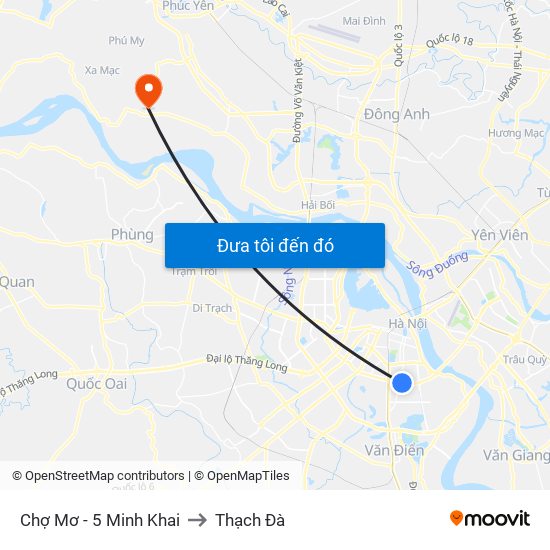 Chợ Mơ - 5 Minh Khai to Thạch Đà map