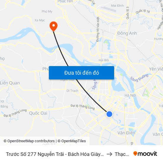 Trước Số 277 Nguyễn Trãi - Bách Hóa Giày Thượng Đình to Thạch Đà map