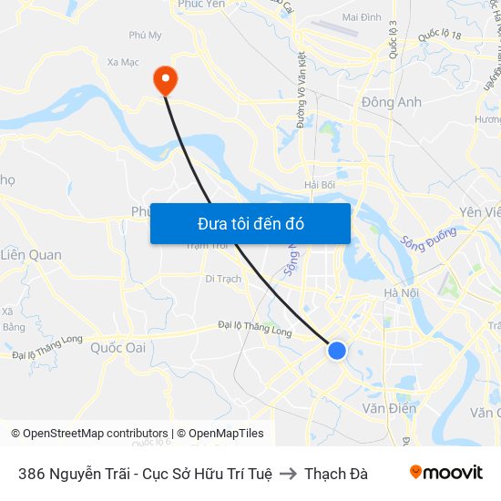 386 Nguyễn Trãi - Cục Sở Hữu Trí Tuệ to Thạch Đà map