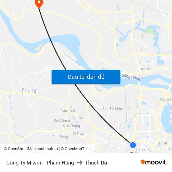 Công Ty Miwon - Phạm Hùng to Thạch Đà map