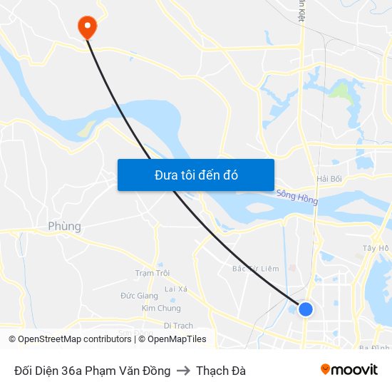 Đối Diện 36a Phạm Văn Đồng to Thạch Đà map