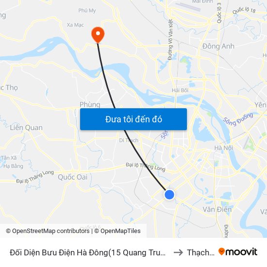 Đối Diện Bưu Điện Hà Đông(15 Quang Trung Hà Đông) to Thạch Đà map