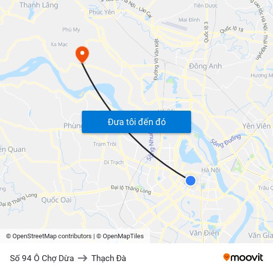Số 94 Ô Chợ Dừa to Thạch Đà map