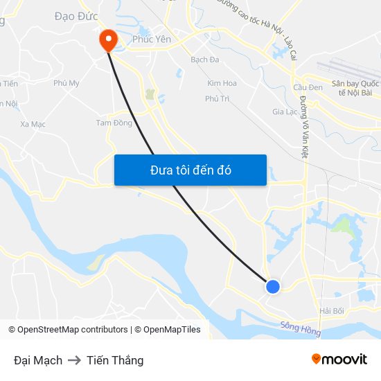 Đại Mạch to Tiến Thắng map