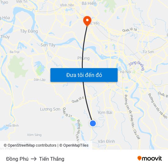 Đồng Phú to Tiến Thắng map