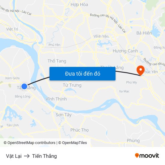 Vật Lại to Tiến Thắng map