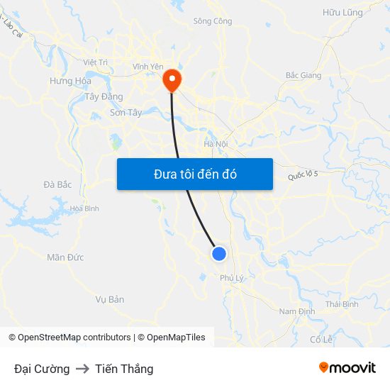 Đại Cường to Tiến Thắng map