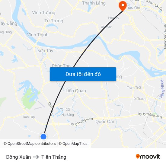 Đông Xuân to Tiến Thắng map