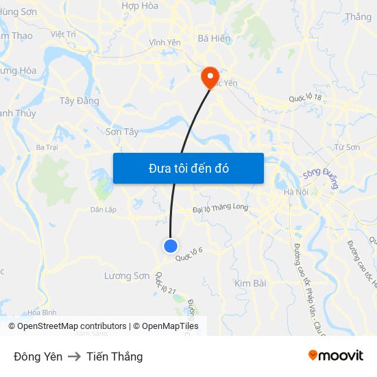 Đông Yên to Tiến Thắng map