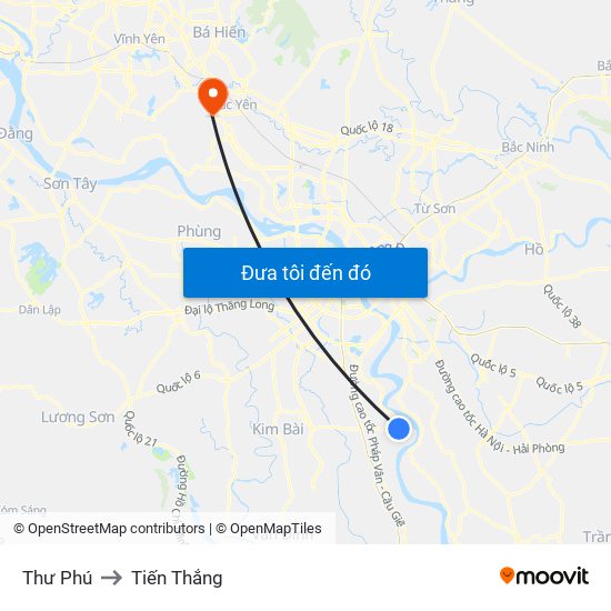 Thư Phú to Tiến Thắng map