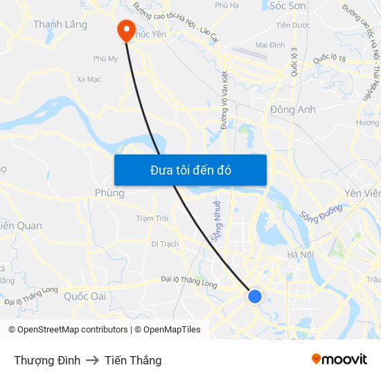 Thượng Đình to Tiến Thắng map