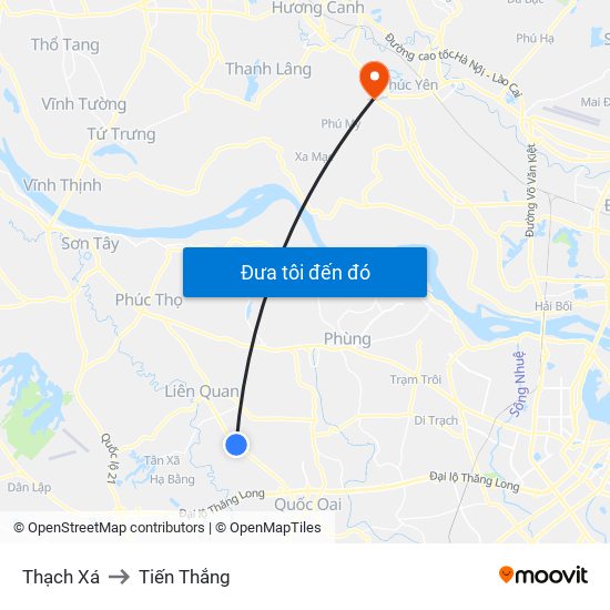 Thạch Xá to Tiến Thắng map