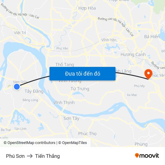 Phú Sơn to Tiến Thắng map