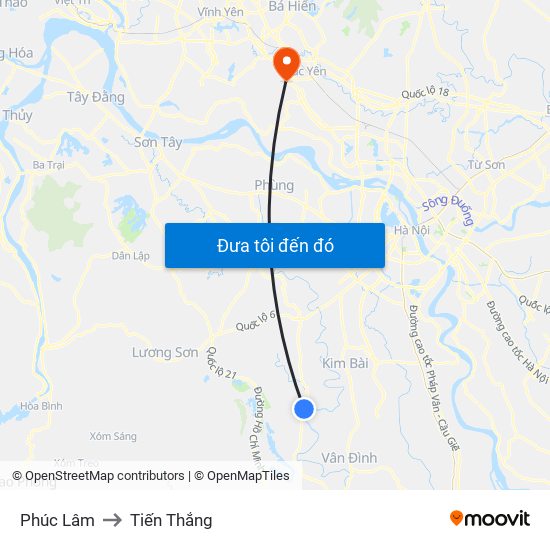 Phúc Lâm to Tiến Thắng map