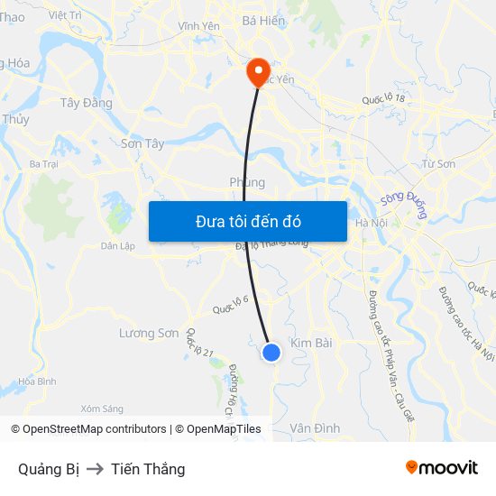 Quảng Bị to Tiến Thắng map