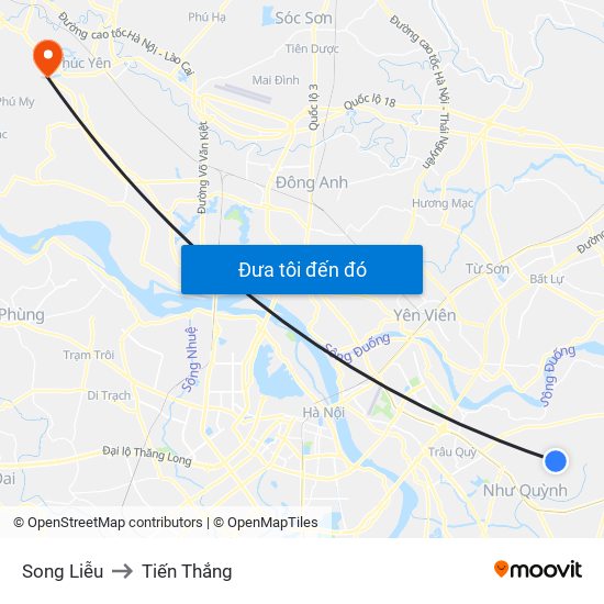 Song Liễu to Tiến Thắng map