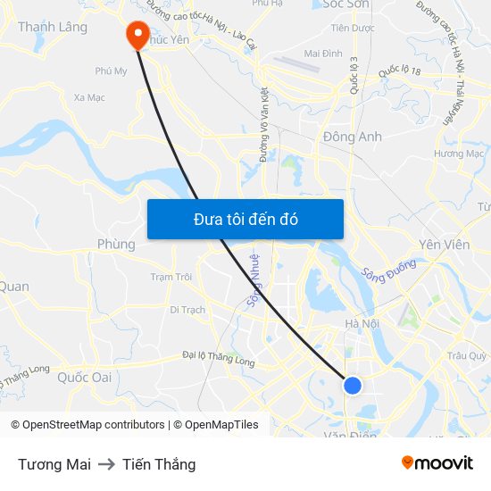 Tương Mai to Tiến Thắng map