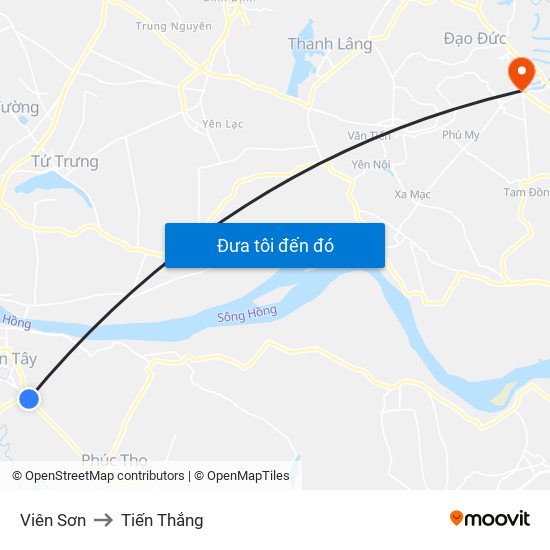 Viên Sơn to Tiến Thắng map