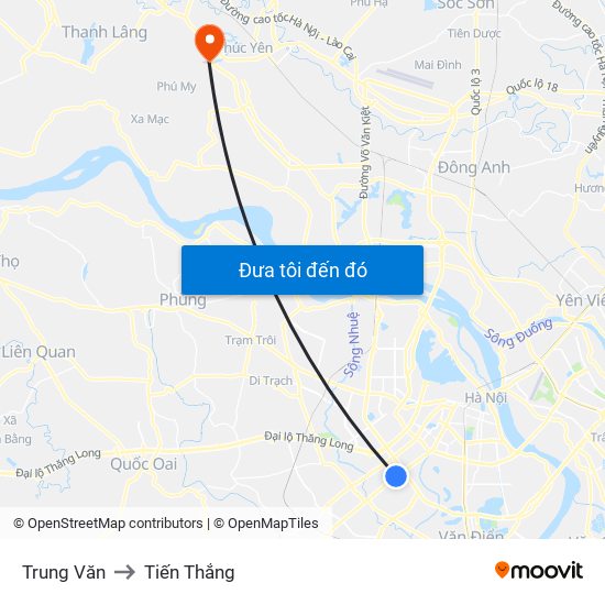 Trung Văn to Tiến Thắng map