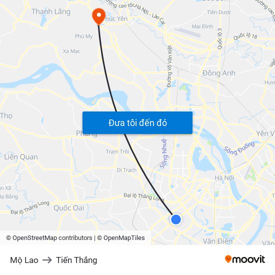 Mộ Lao to Tiến Thắng map