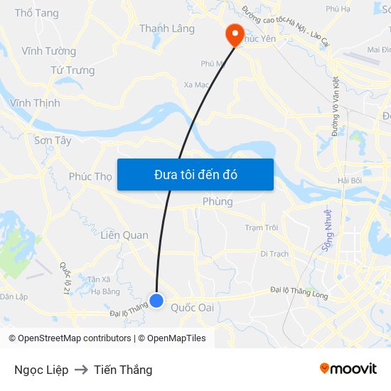 Ngọc Liệp to Tiến Thắng map