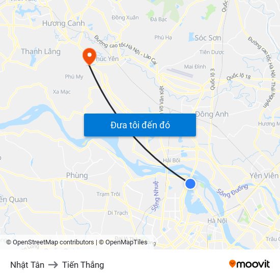 Nhật Tân to Tiến Thắng map