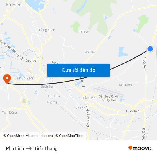 Phù Linh to Tiến Thắng map