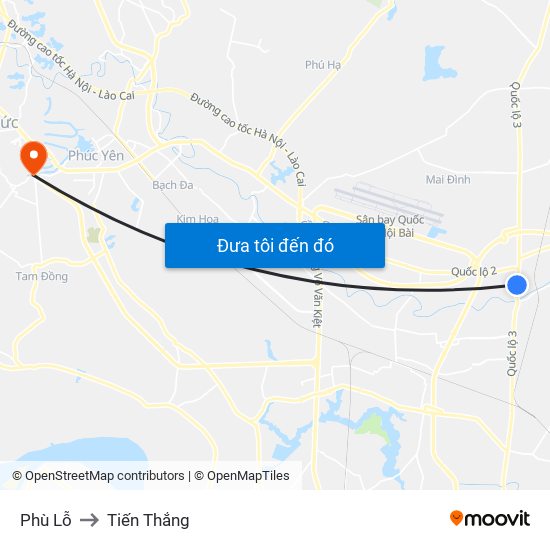 Phù Lỗ to Tiến Thắng map