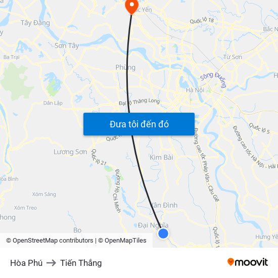 Hòa Phú to Tiến Thắng map