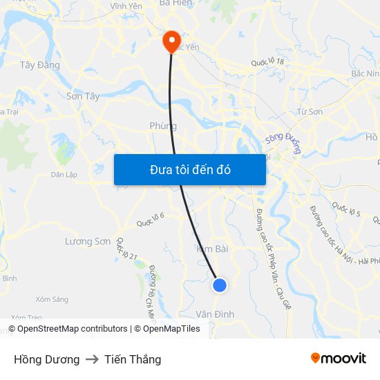 Hồng Dương to Tiến Thắng map