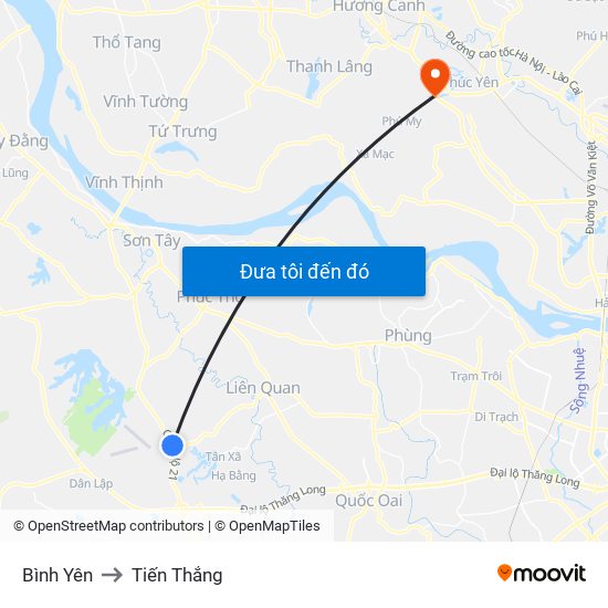 Bình Yên to Tiến Thắng map