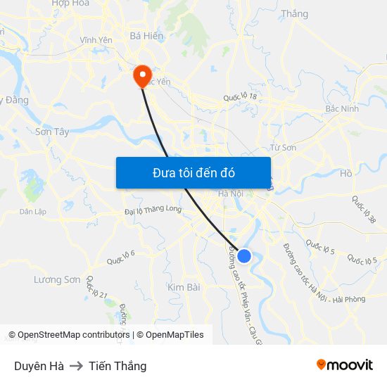 Duyên Hà to Tiến Thắng map