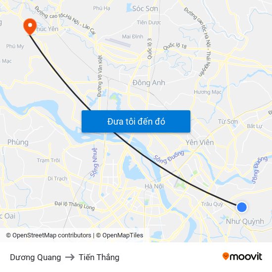 Dương Quang to Tiến Thắng map