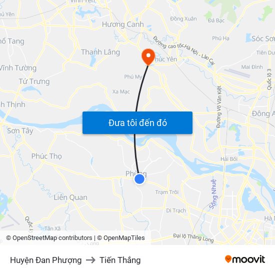 Huyện Đan Phượng to Tiến Thắng map