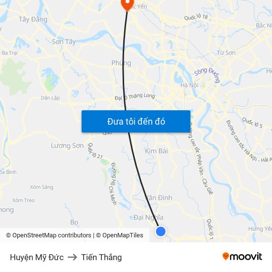 Huyện Mỹ Đức to Tiến Thắng map